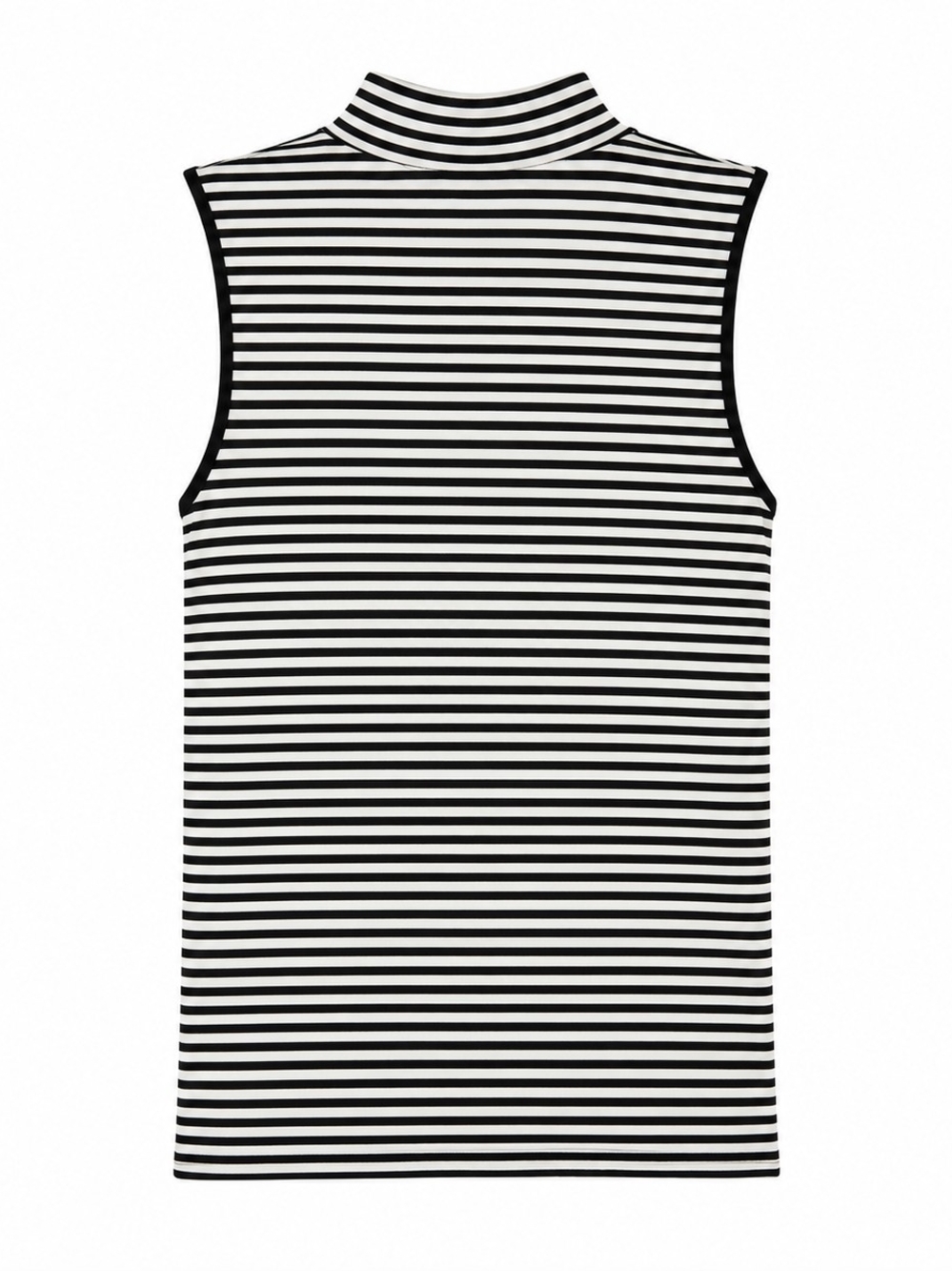 Workshop Republic Clothing Black & White Striped Sleeveless Mock Neck Tank - Picture 3 of 5